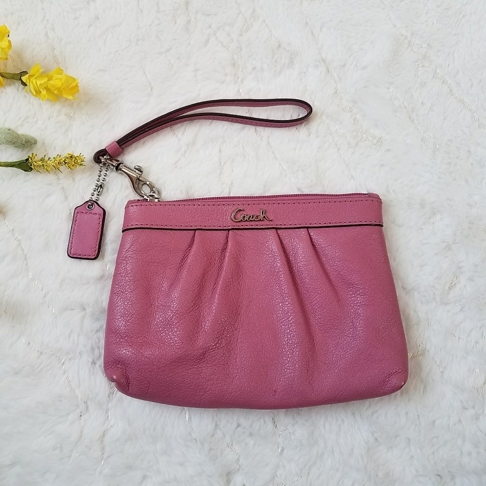 COACH Pink Leather Wristlet Wallet